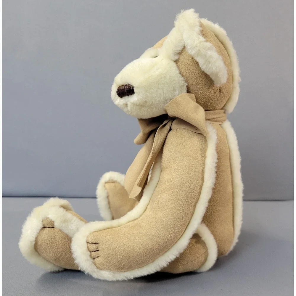 Bath & Body Works Gingerbread Plush Bear Suede Faux Fur Trim Tan Cream 12in